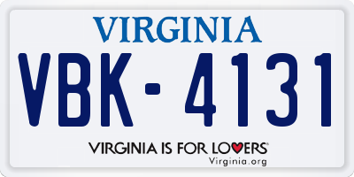 VA license plate VBK4131