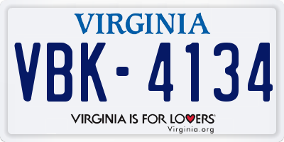 VA license plate VBK4134
