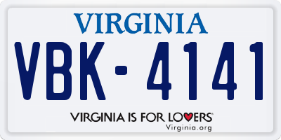 VA license plate VBK4141