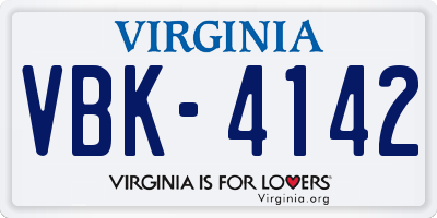 VA license plate VBK4142