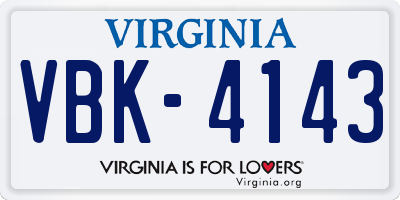 VA license plate VBK4143