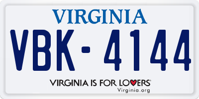 VA license plate VBK4144