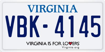 VA license plate VBK4145