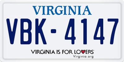 VA license plate VBK4147