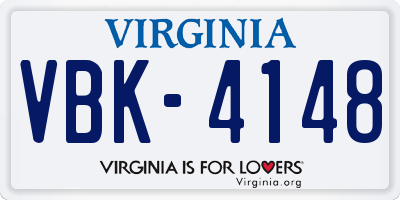 VA license plate VBK4148