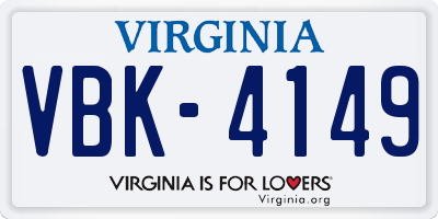 VA license plate VBK4149