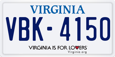 VA license plate VBK4150