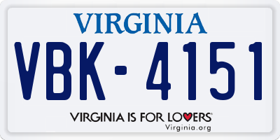 VA license plate VBK4151