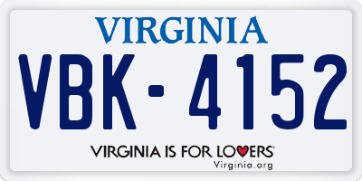 VA license plate VBK4152