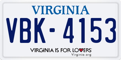 VA license plate VBK4153