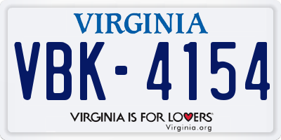 VA license plate VBK4154
