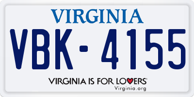 VA license plate VBK4155