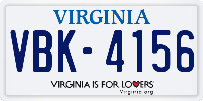 VA license plate VBK4156