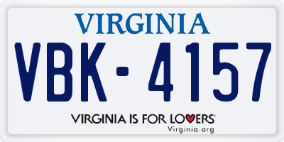 VA license plate VBK4157