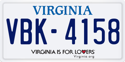 VA license plate VBK4158