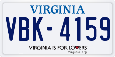 VA license plate VBK4159