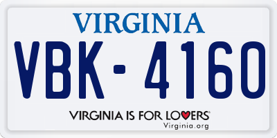 VA license plate VBK4160