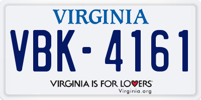 VA license plate VBK4161