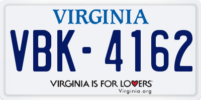 VA license plate VBK4162