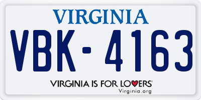 VA license plate VBK4163