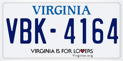 VA license plate VBK4164