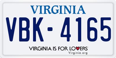 VA license plate VBK4165