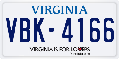 VA license plate VBK4166