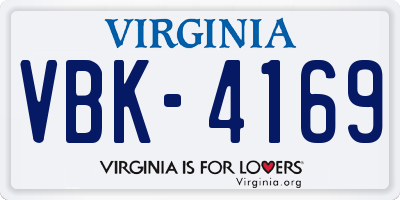 VA license plate VBK4169