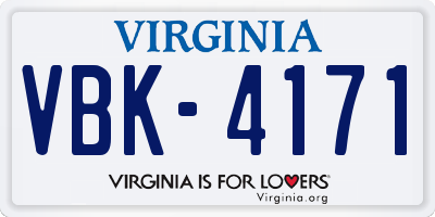 VA license plate VBK4171