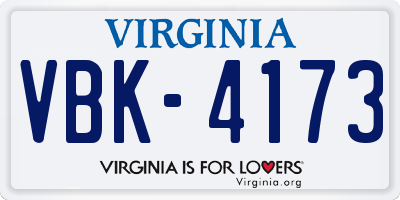 VA license plate VBK4173