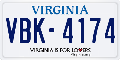 VA license plate VBK4174