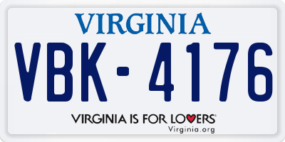 VA license plate VBK4176