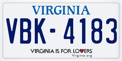 VA license plate VBK4183