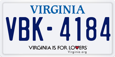 VA license plate VBK4184