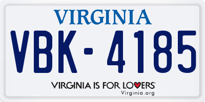 VA license plate VBK4185
