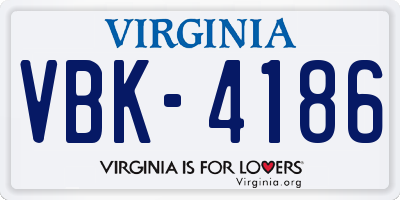 VA license plate VBK4186