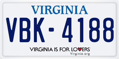 VA license plate VBK4188