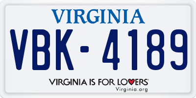VA license plate VBK4189