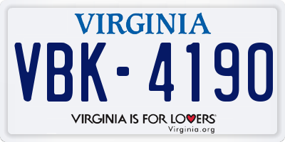 VA license plate VBK4190