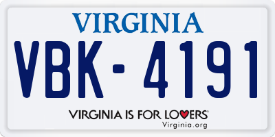 VA license plate VBK4191
