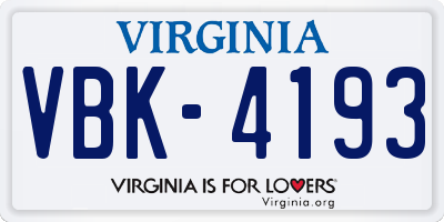 VA license plate VBK4193