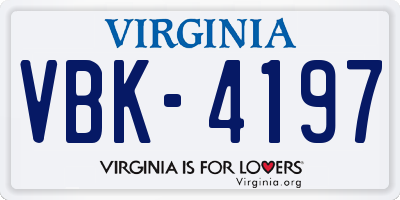 VA license plate VBK4197