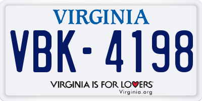 VA license plate VBK4198