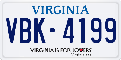 VA license plate VBK4199
