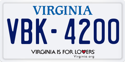 VA license plate VBK4200