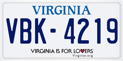 VA license plate VBK4219