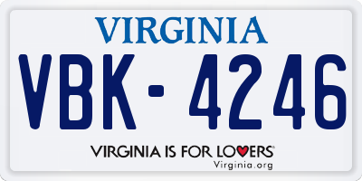 VA license plate VBK4246