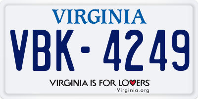 VA license plate VBK4249