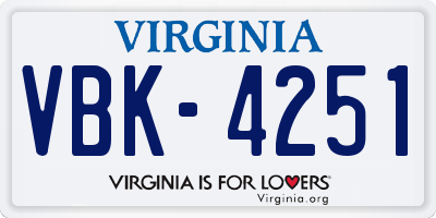 VA license plate VBK4251