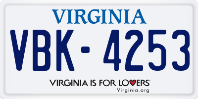 VA license plate VBK4253